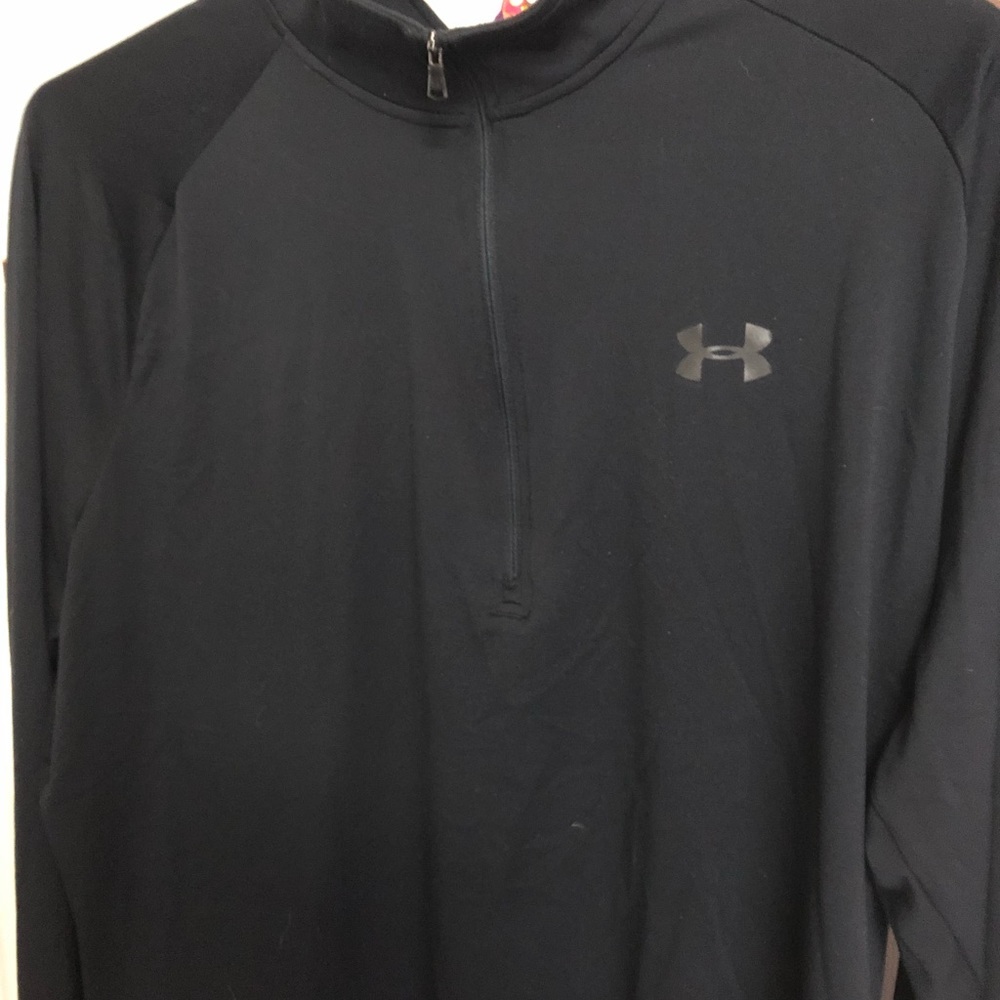 Mock turtleneck collar quarter zip pullover, men’s